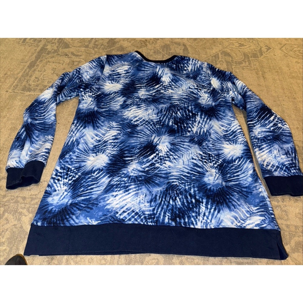 Lands End Serious Sweats Sweatshirt Sz Large 14-16 Blue Tie Dye Womens - Picture 2 of 5